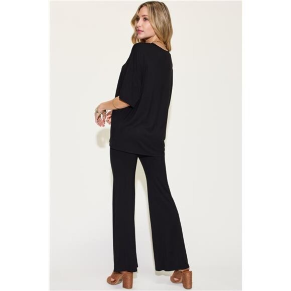 Basic Bae Full Size Bamboo Drop Shoulder T-Shirt and Flare Pants Set - Picture 2 of 16
